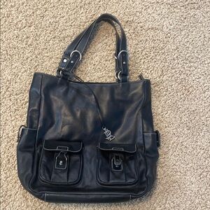 NWOT Black leather, Lauren Ralph Lauren handbag